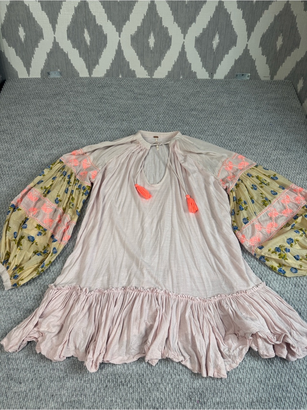 Free People Oversized Tunic Boho Top Sz XS - Picture 4 of 9